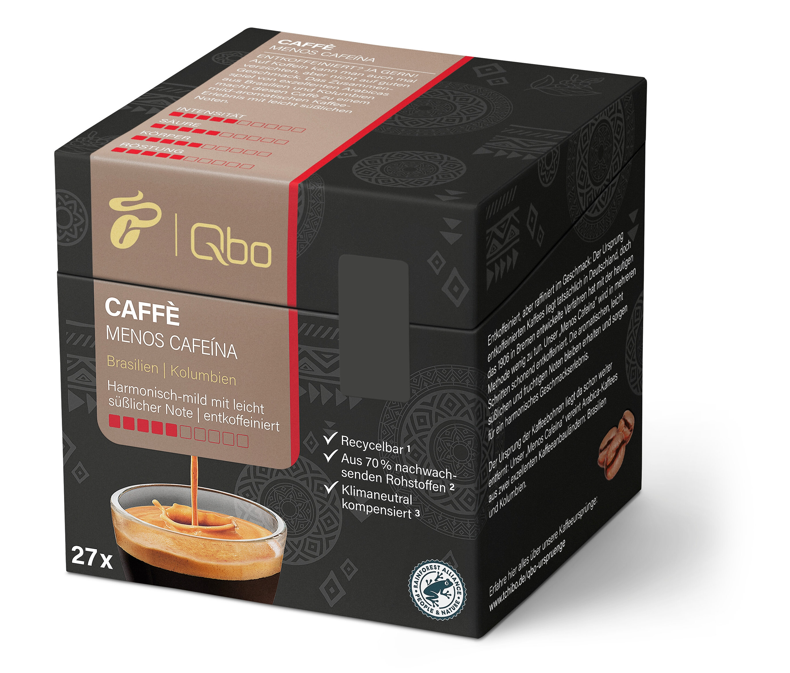 Qbo Caffè Menos Cafeína - 27 Kapseln - Intensität: 5/10