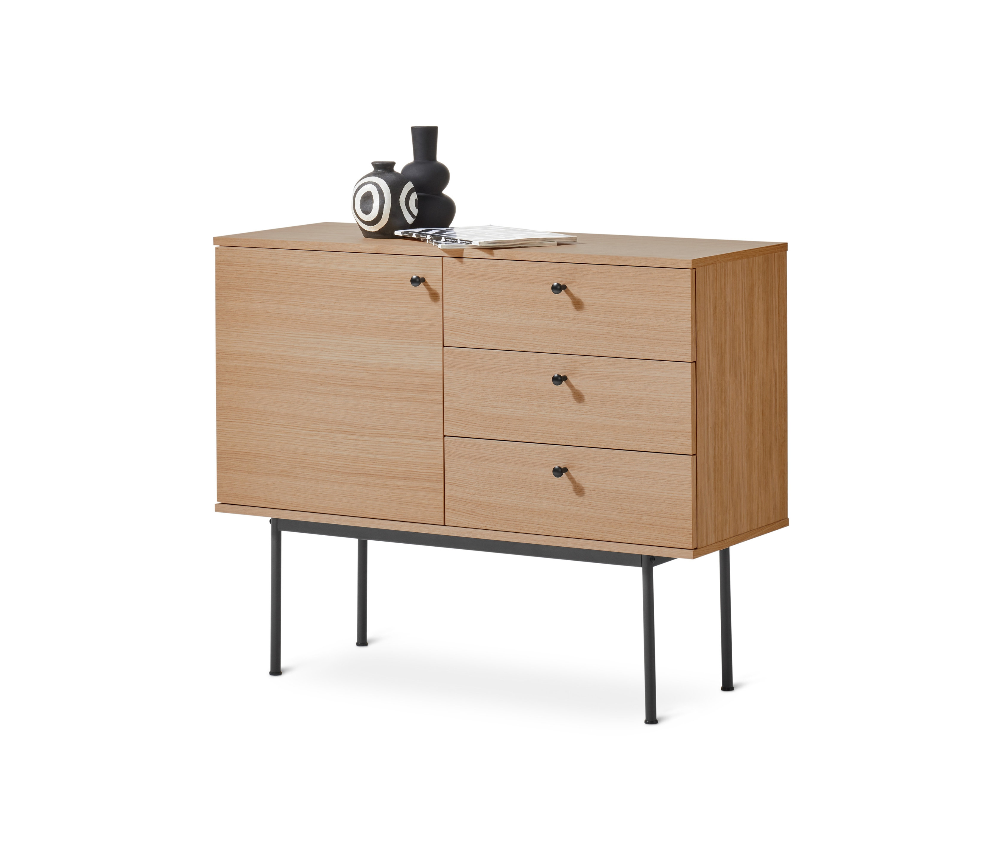 Tchibo - Konsole »Finnsbo« mit Schubladen - 100x38x81,5cm - schwarz - Holz / Echtholzfurnier / Stahl