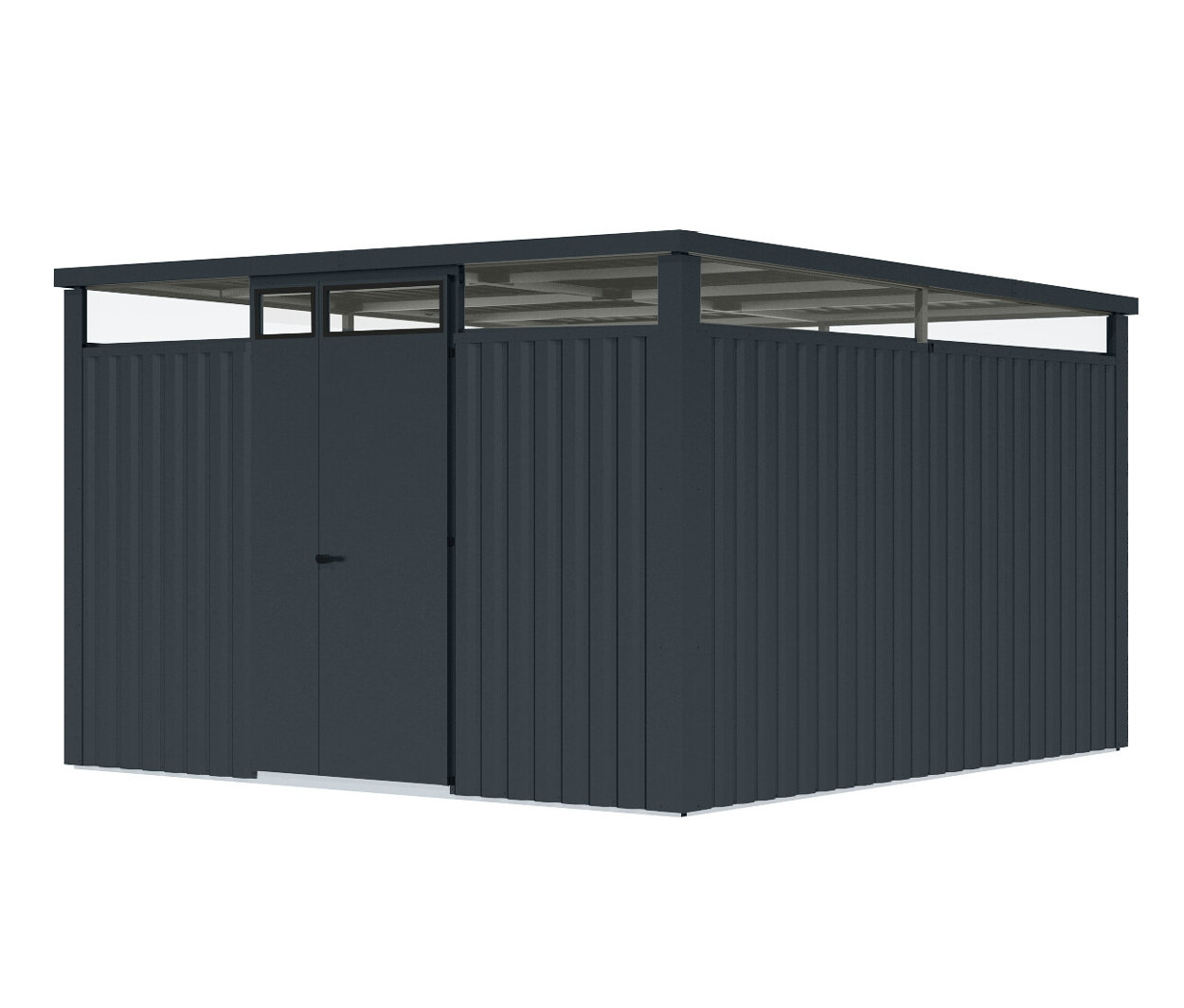 Karibu Metall-Gerätehaus - 343x343x220cm - anthrazit - Blech / Holz