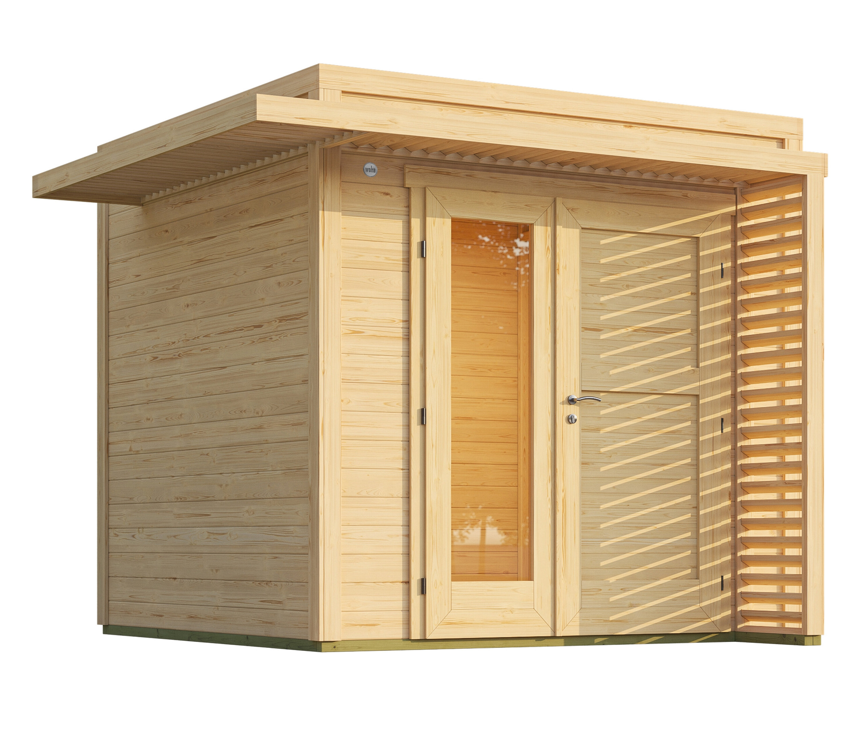 Weka Design-Gerätehaus »Pure Garden« - 285x285x233cm - naturfarben - Fichtenholz / Glas