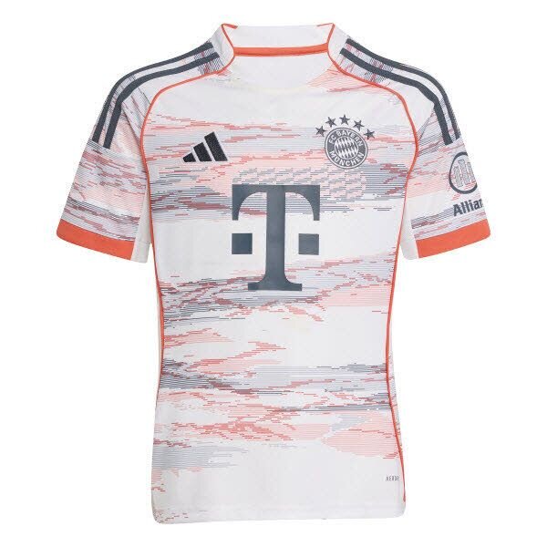 adidas FC Bayern München Auswärtstrikot Saison 2025/2026 Kinder weiß/grau/orange 164