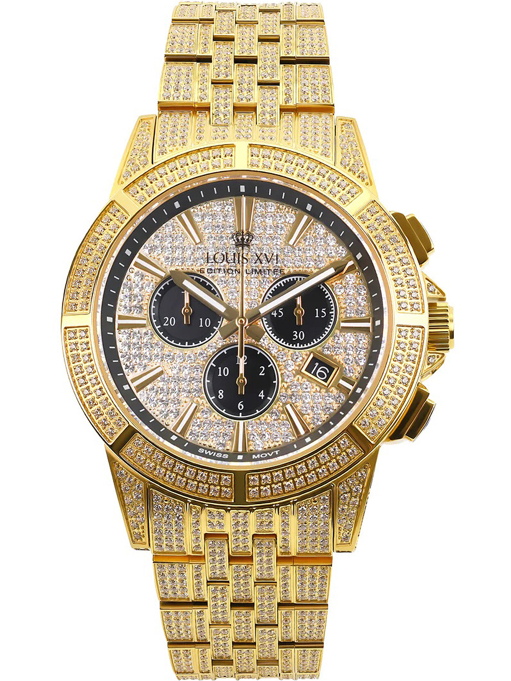 Louis XVI LXVI1123 Majeste Iced Out Chronograph Herrenuhr 43mm 5ATM