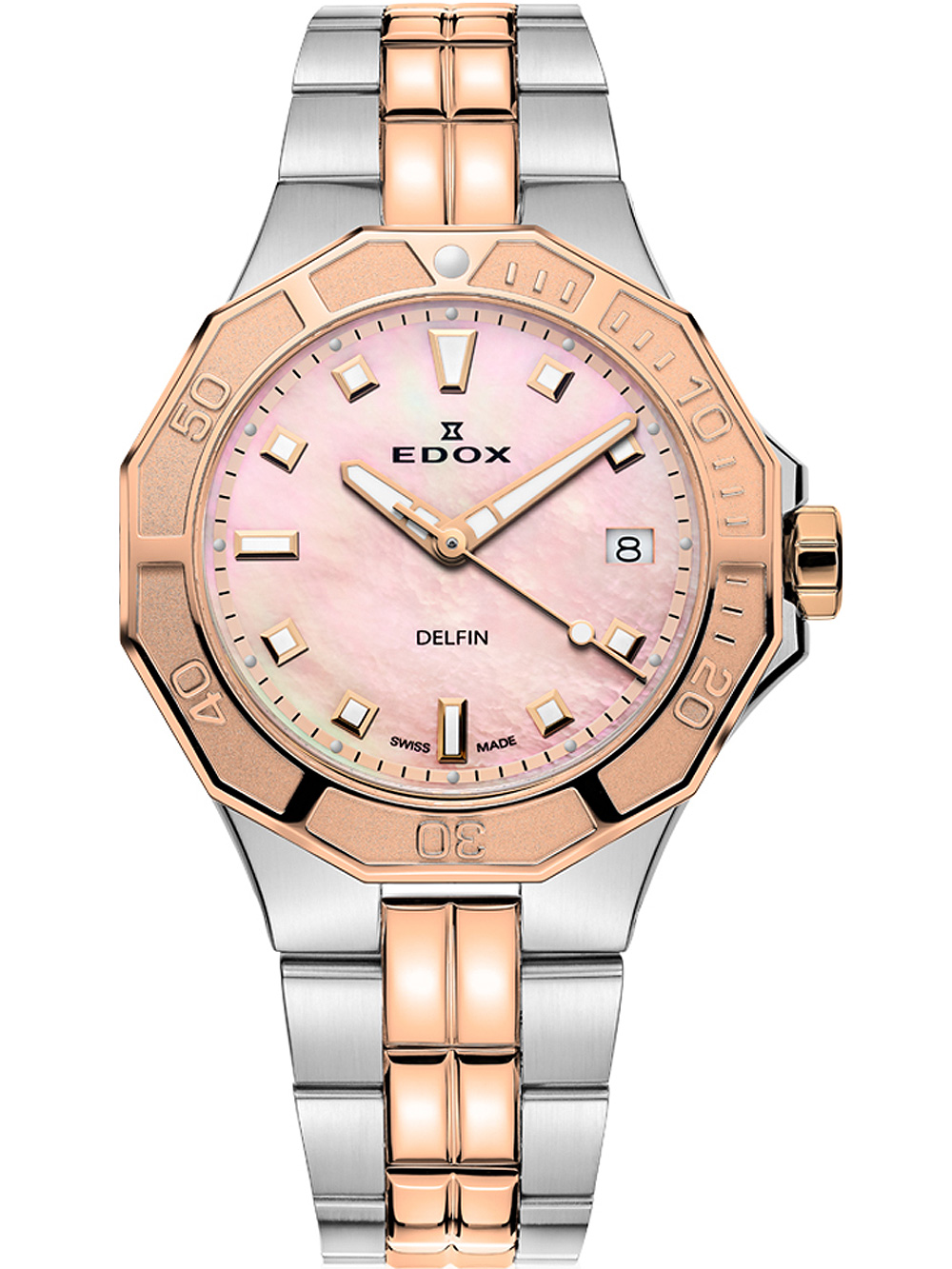 Edox 53020-357RM-ROR Delfin Diver Damenuhr 38mm 20ATM
