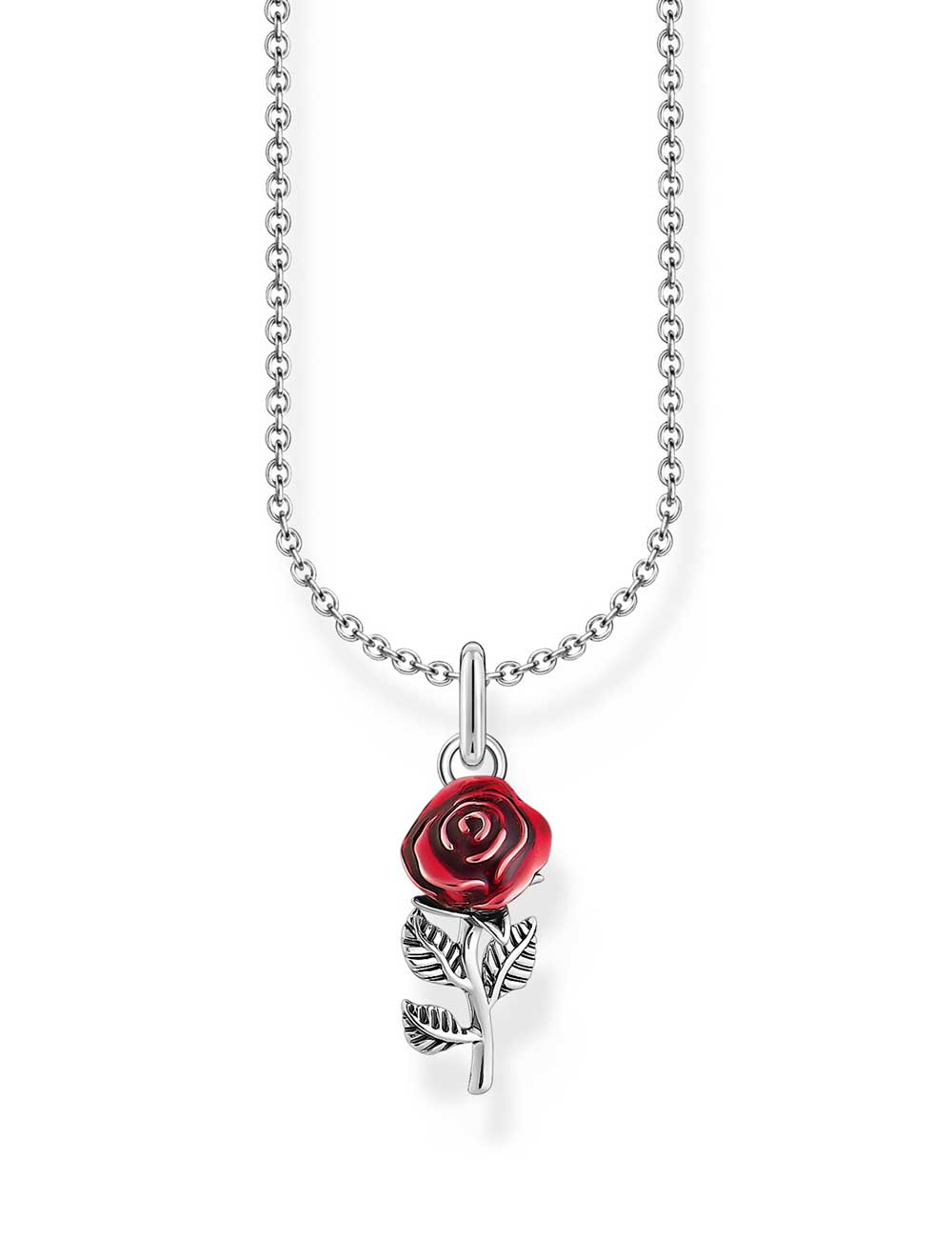 Thomas Sabo KE2219-664-10-L45V Silberne Kette mit rotem Rosen-Anhänger Damen