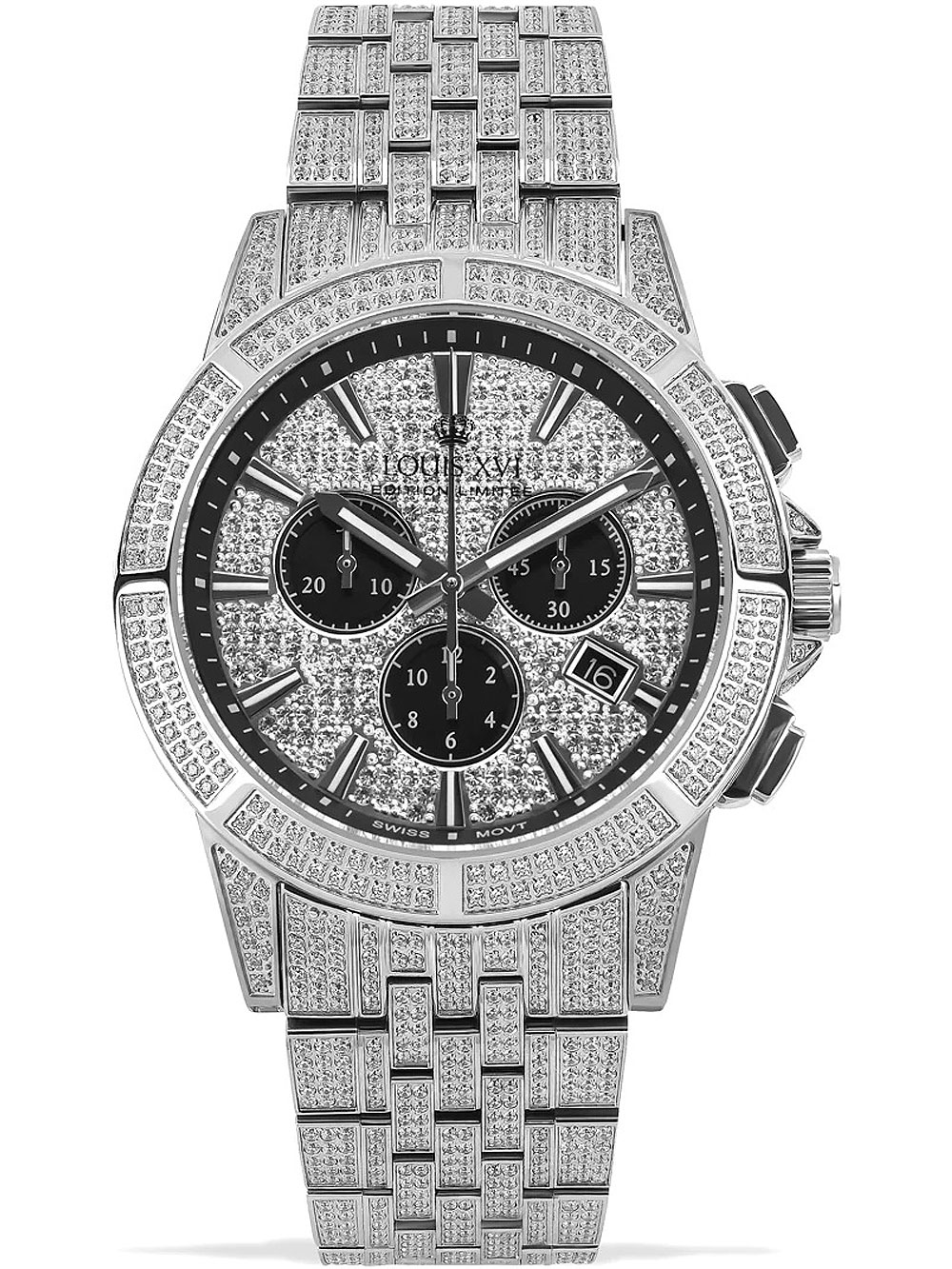 Louis XVI LXVI1122 Majeste Full Iced Chronograph Herrenuhr 43mm 5ATM