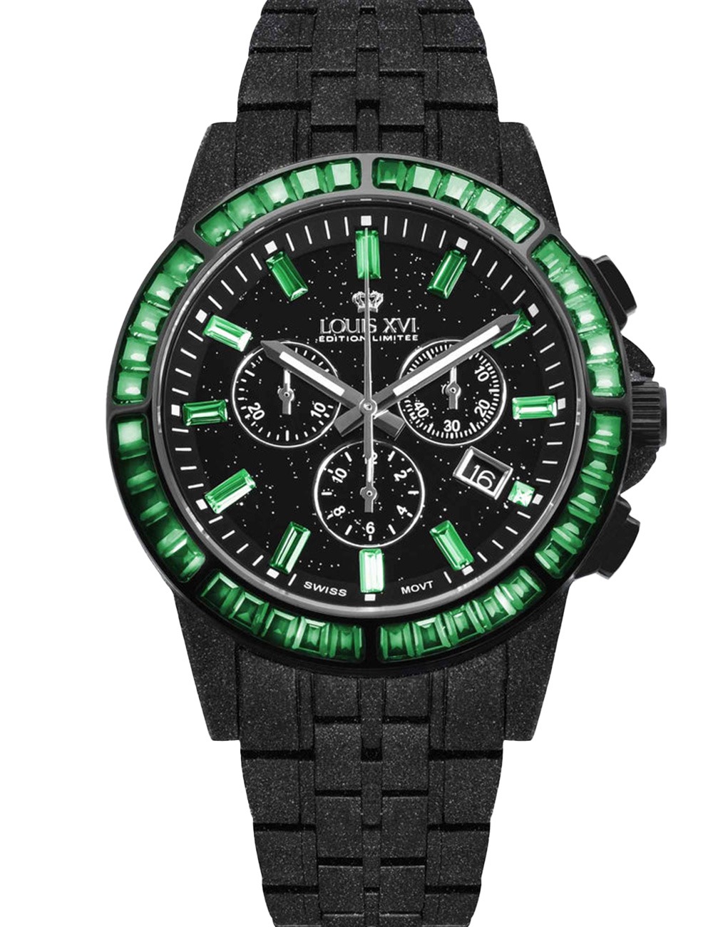 Louis XVI LXVI1182 Herrenuhr Majeste Frosted Iced Out Chrono Limited 43mm 10ATM