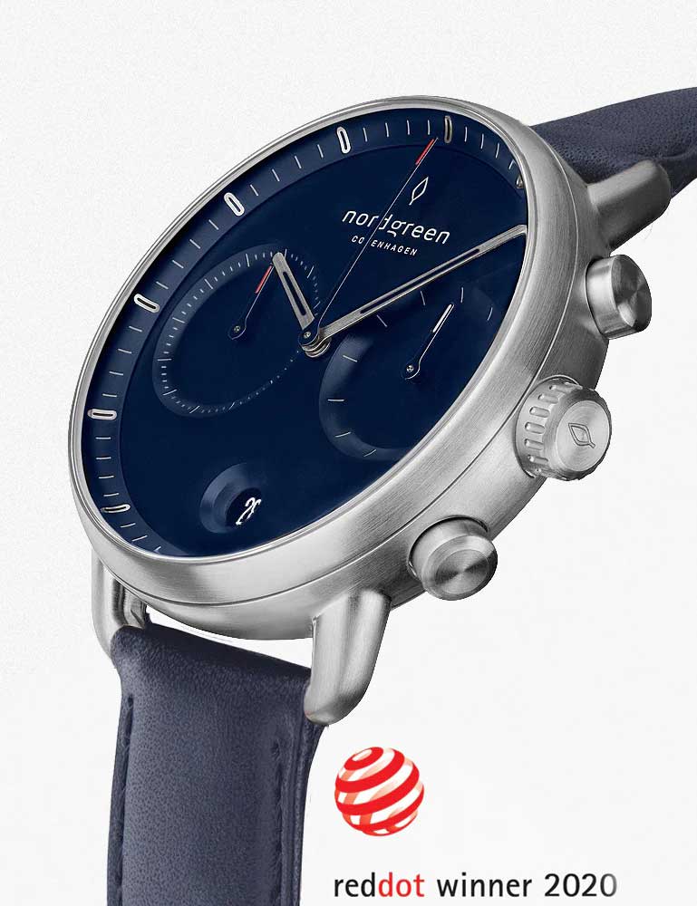 Nordgreen PI42SIVENANA Herrenuhr Pioneer Chronograph 42mm 5ATM