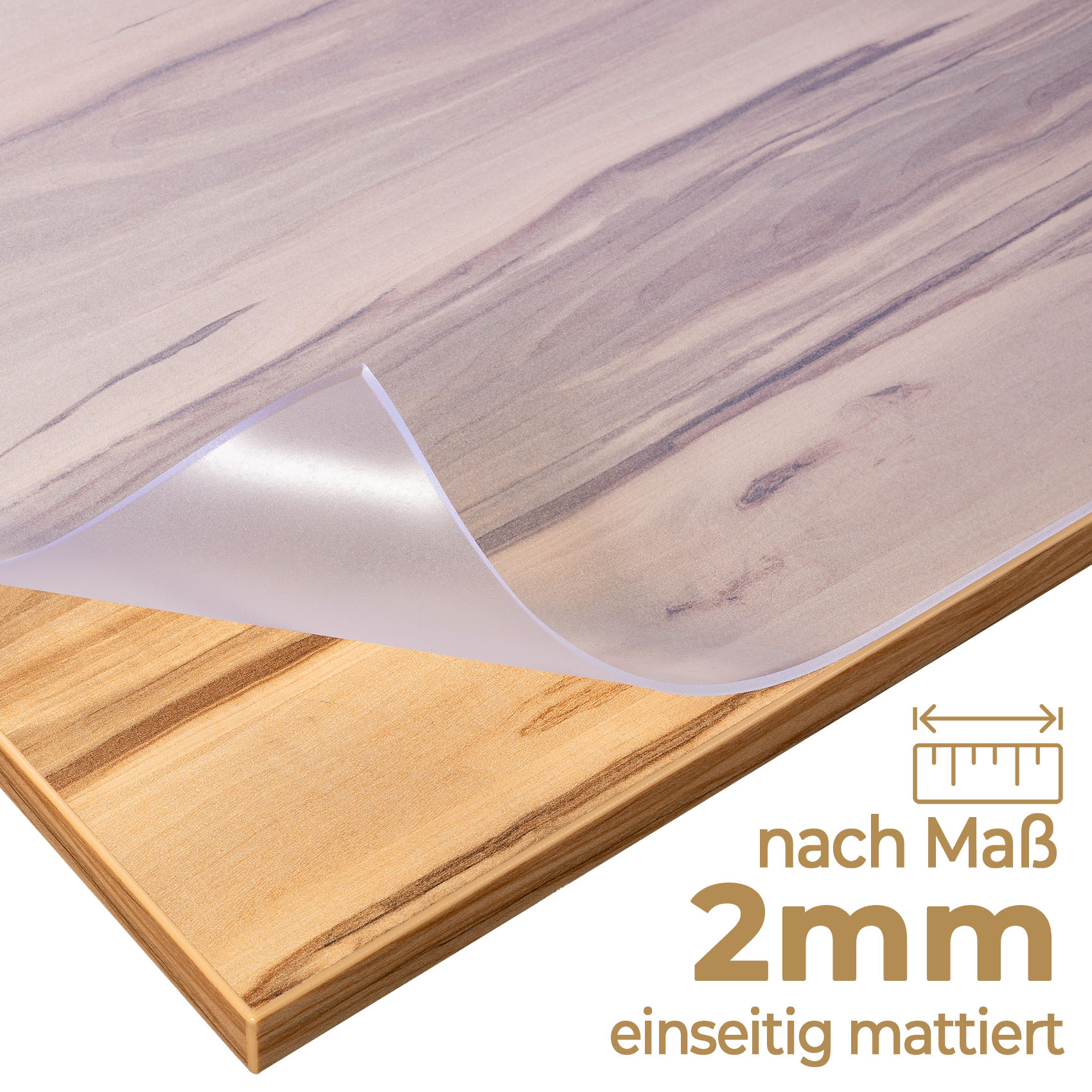 Tischfolie 2mm transparent einseitig mattiert nach Maß