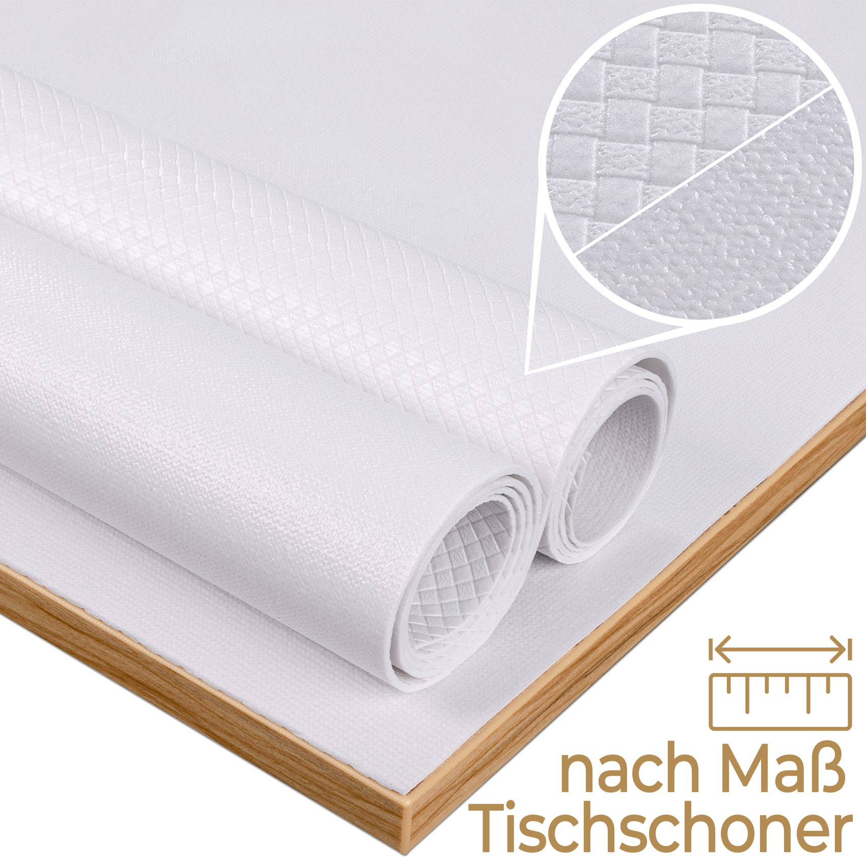 Tischschoner nach Maß Tischmolton Karo Muster 2mm Gummierte Rückseite