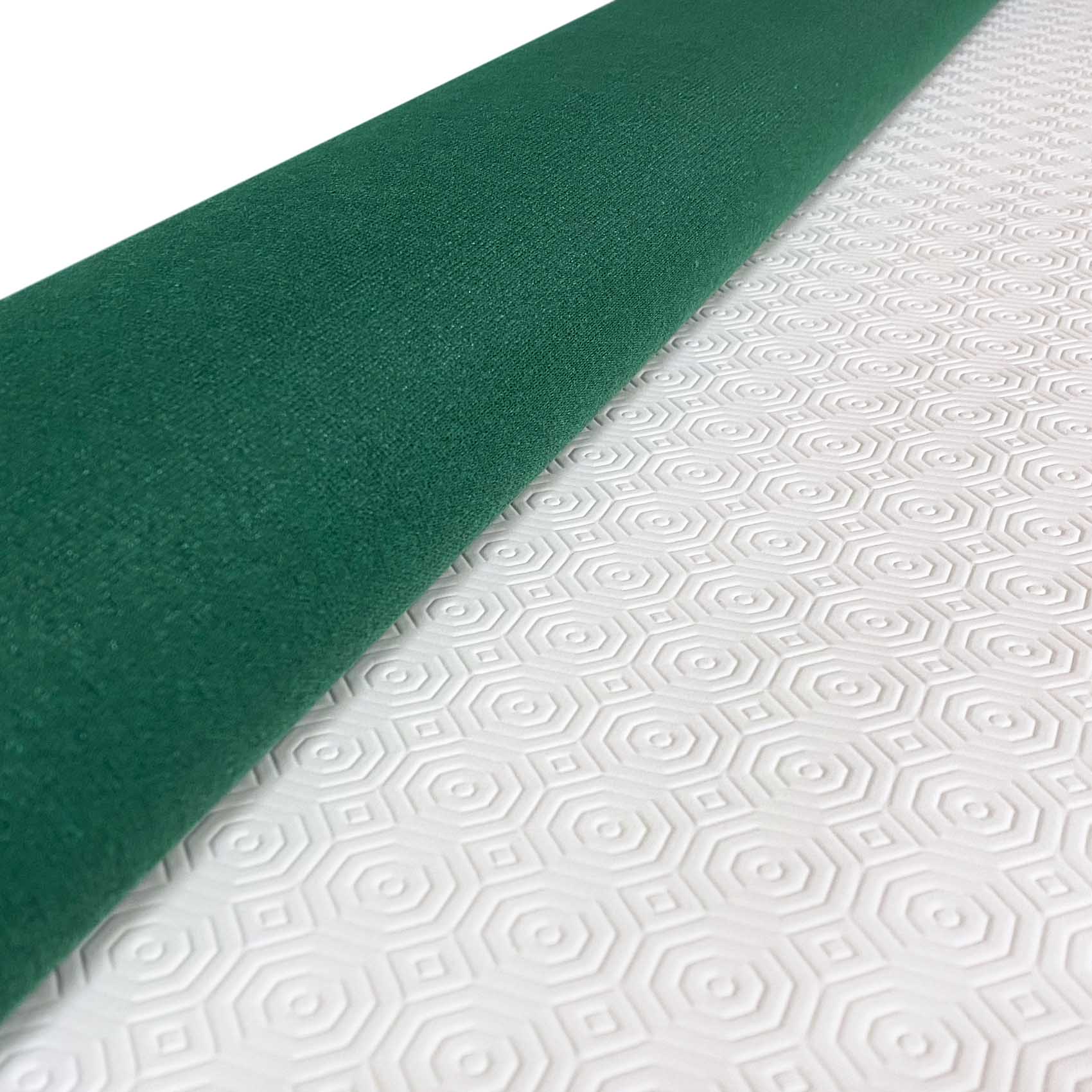 Tischschoner Tischpolster Molton Tischdeckenunterlage rutschfest 2mm Gemustert Weiß PVC Polyester Rücken 100x140cm Grün