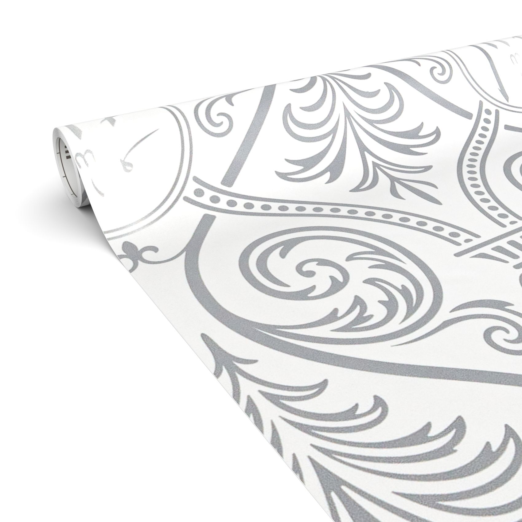 Klebefolie Möbelfolie selbstklebende Folie Dekofolie matt 0,45x2m PVC-frei Ornament Silber Grau