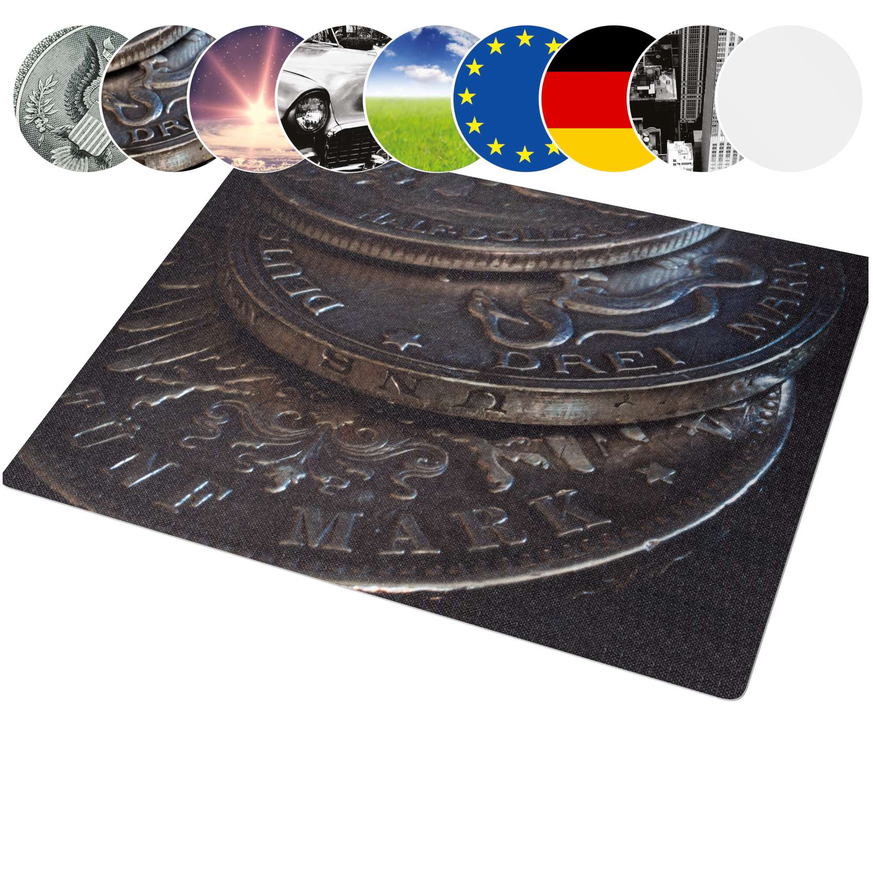 Bürostuhlunterlage Bodenschutzmatte Schreibtisch Stuhl Unterlage Digitaldruck 9 Designs Deutsche Mark 90x120cm