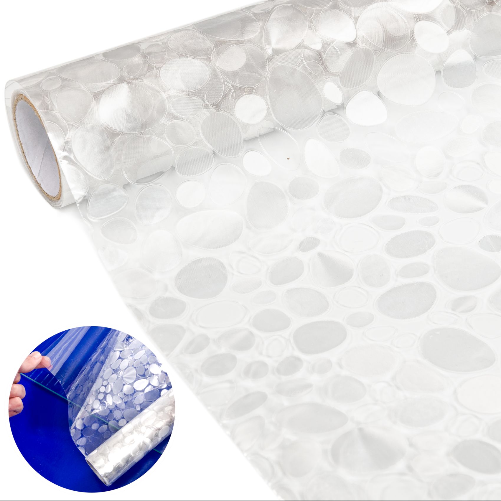 Fensterfolie Sichtschutzfolie Glasfolie Milchglasfolie Glasdekor selbstklebend PVC-frei 0,45x2m 3D Kieselsteine