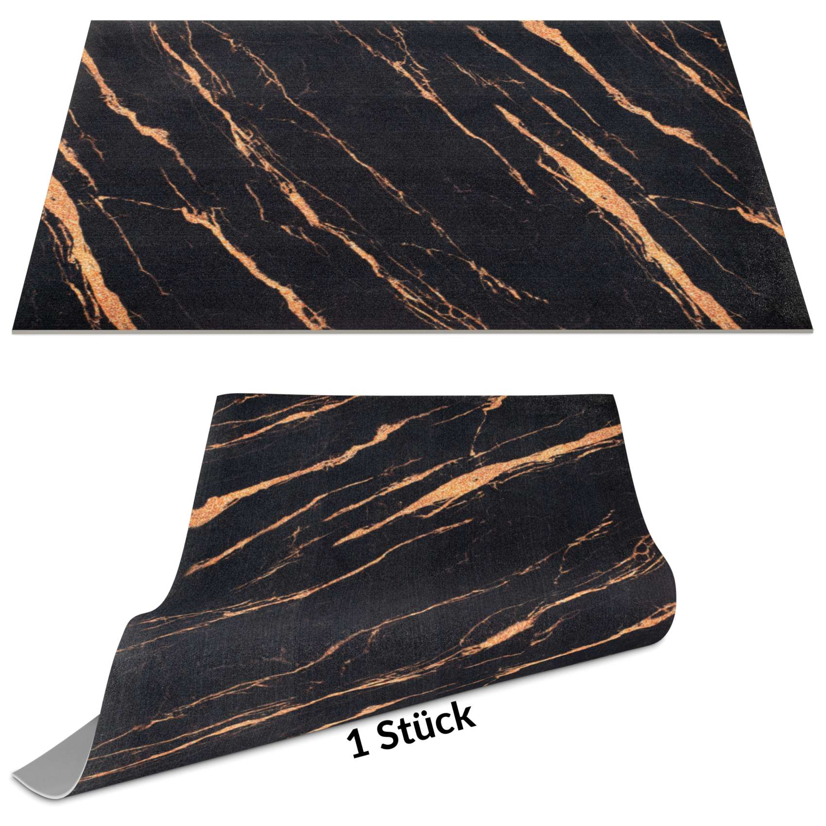 Tischset Platzset Platzdeckchen abwaschbar Tischuntersetzer PVC Placemat hitzebeständig 30x45cm Marmor Gold Schwarz