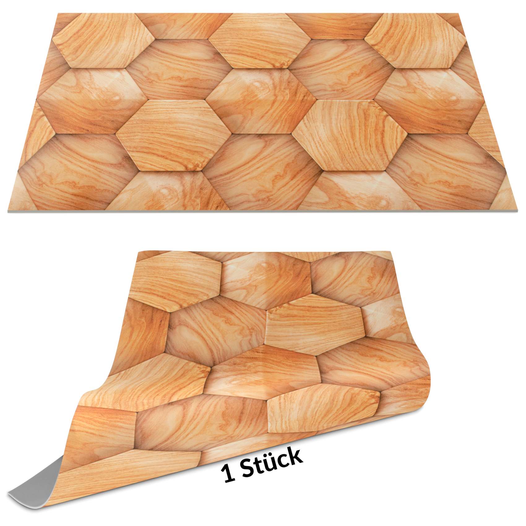 Tischset Platzset Platzdeckchen abwaschbar Tischuntersetzer PVC Placemat hitzebeständig 30x45cm Holzoptik Geometrie Beige