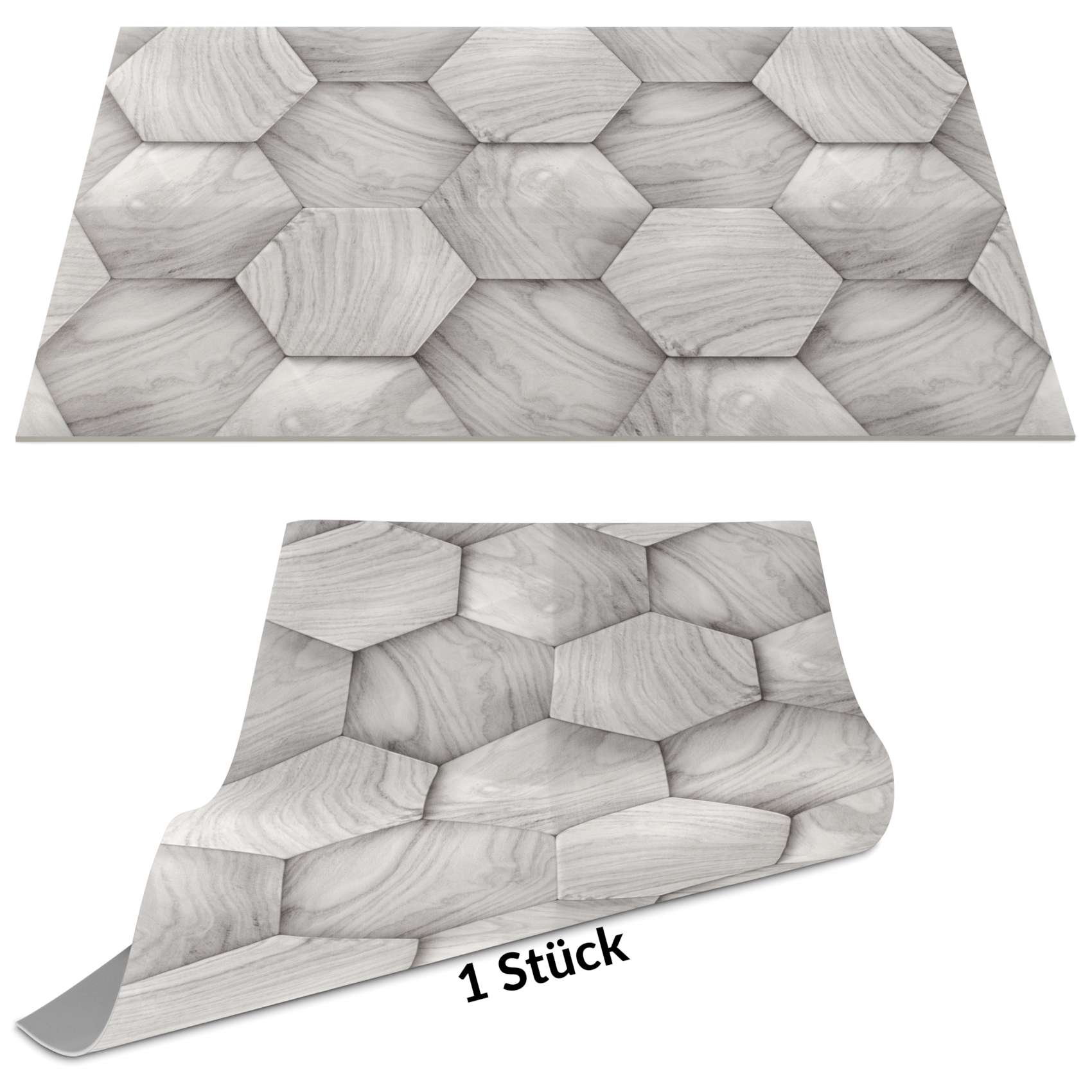 Tischset Platzset Platzdeckchen abwaschbar Tischuntersetzer PVC Placemat hitzebeständig 30x45cm Holzoptik Geometrie Grau