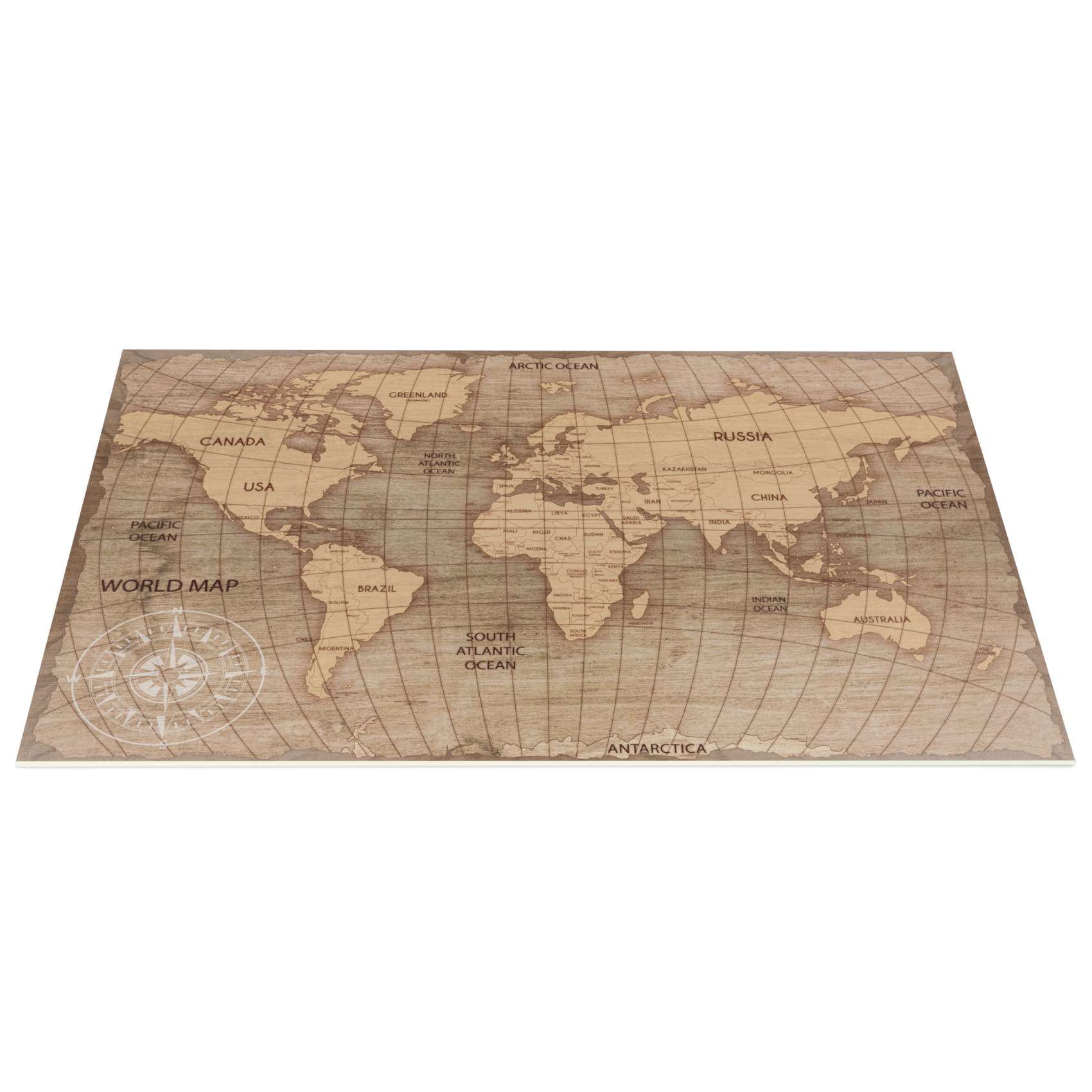 Tischset Platzset Platzdeckchen abwaschbar Tischuntersetzer PVC Placemat hitzebeständig 30x45cm Weltkarte Braun