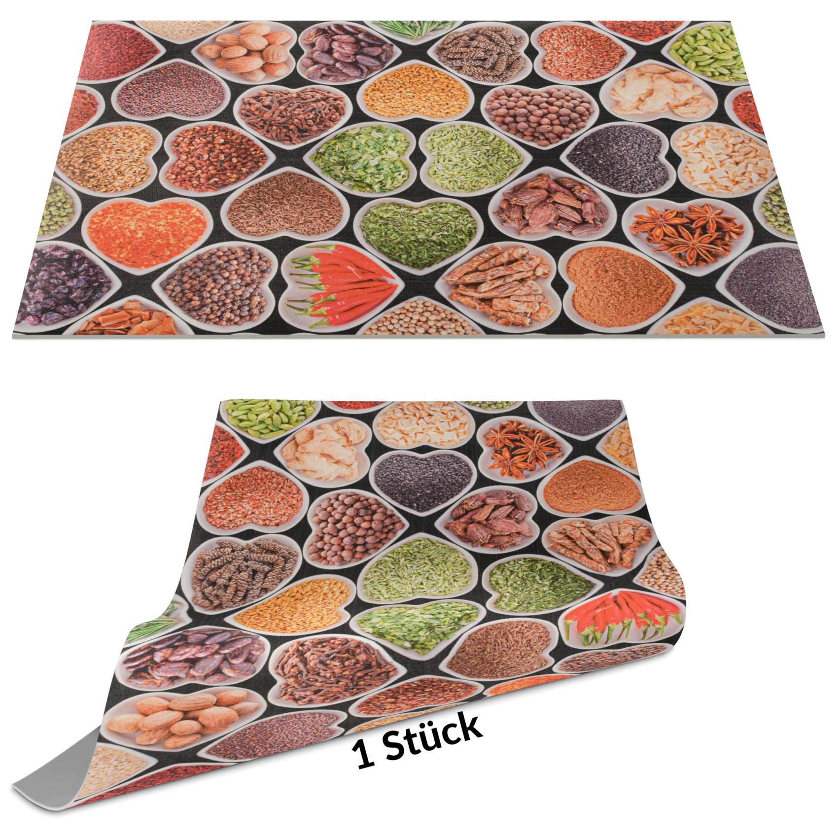 Tischset Platzset Platzdeckchen abwaschbar Tischuntersetzer PVC Placemat hitzebeständig 30x45cm Gewürze Herz