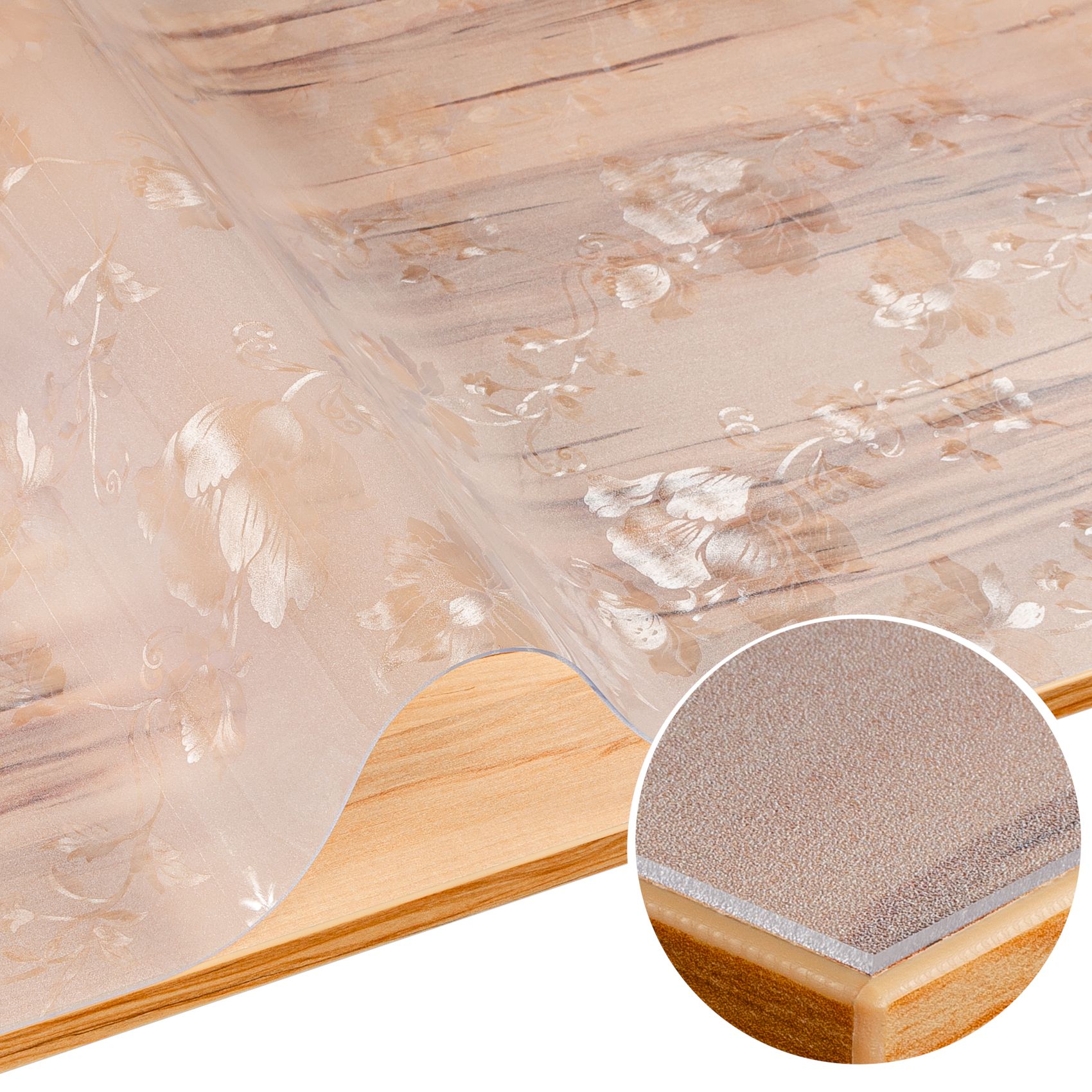 Tischfolie transparente Tischdecke durchsichtig Tischschutzfolie Tischschutz 1,5mm bedruckt Folie Motiv Blumen B-Ware 90cm 100cm