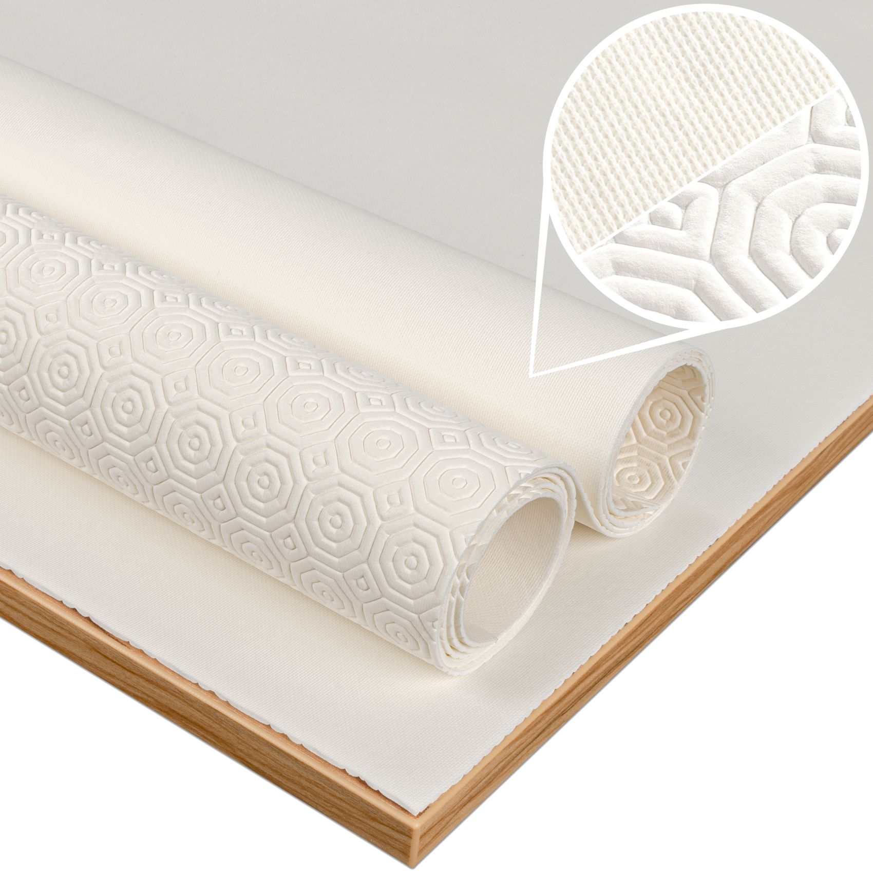 Tischschoner Tischpolster Molton Tischdeckenunterlage rutschfest 2mm Gemustert Weiß PVC Polyester Rücken 100x140cm Weiß