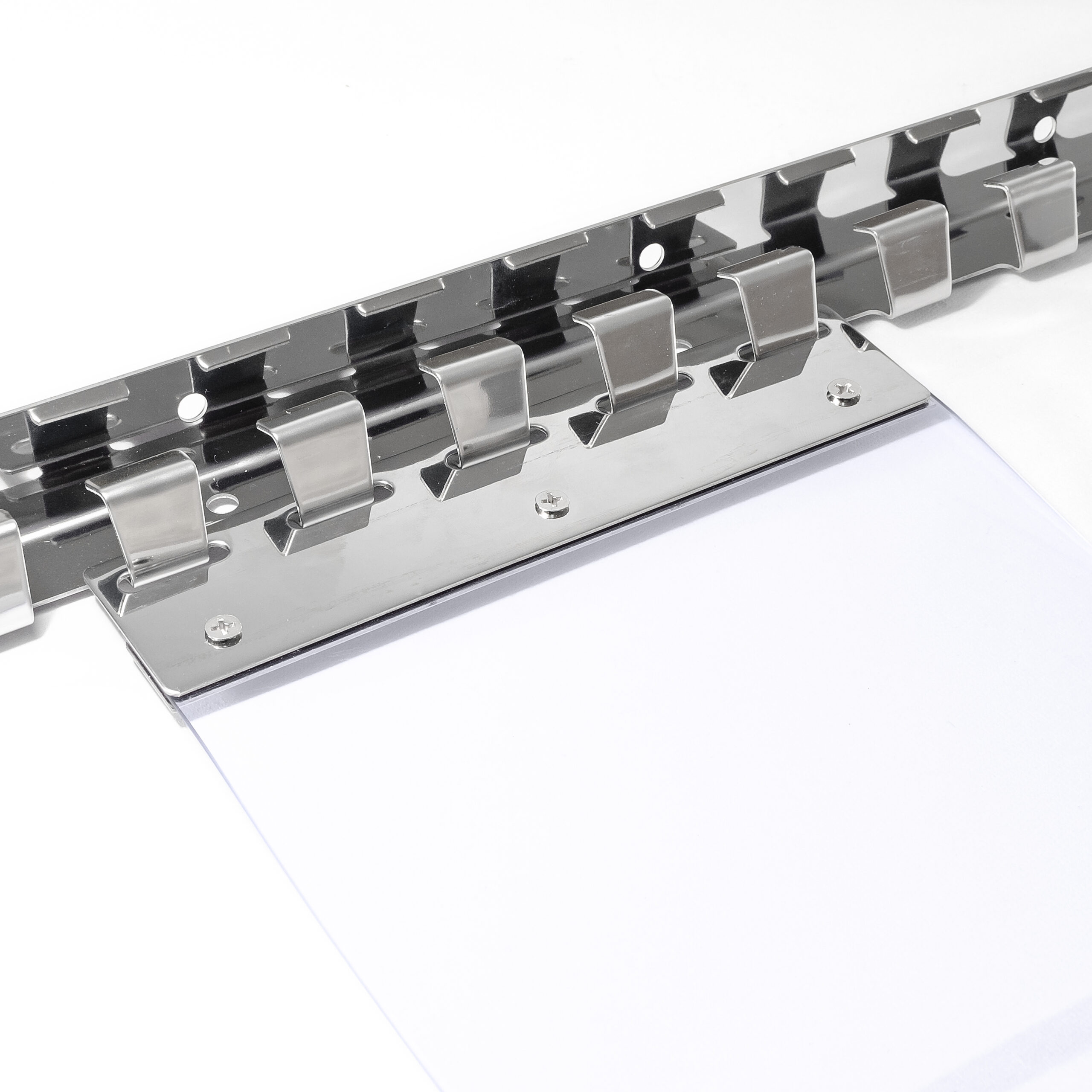 Befestigungsschiene Set Edelstahlschiene L-1m für PVC Streifenvorhänge Lamellen in der Breite 30cm