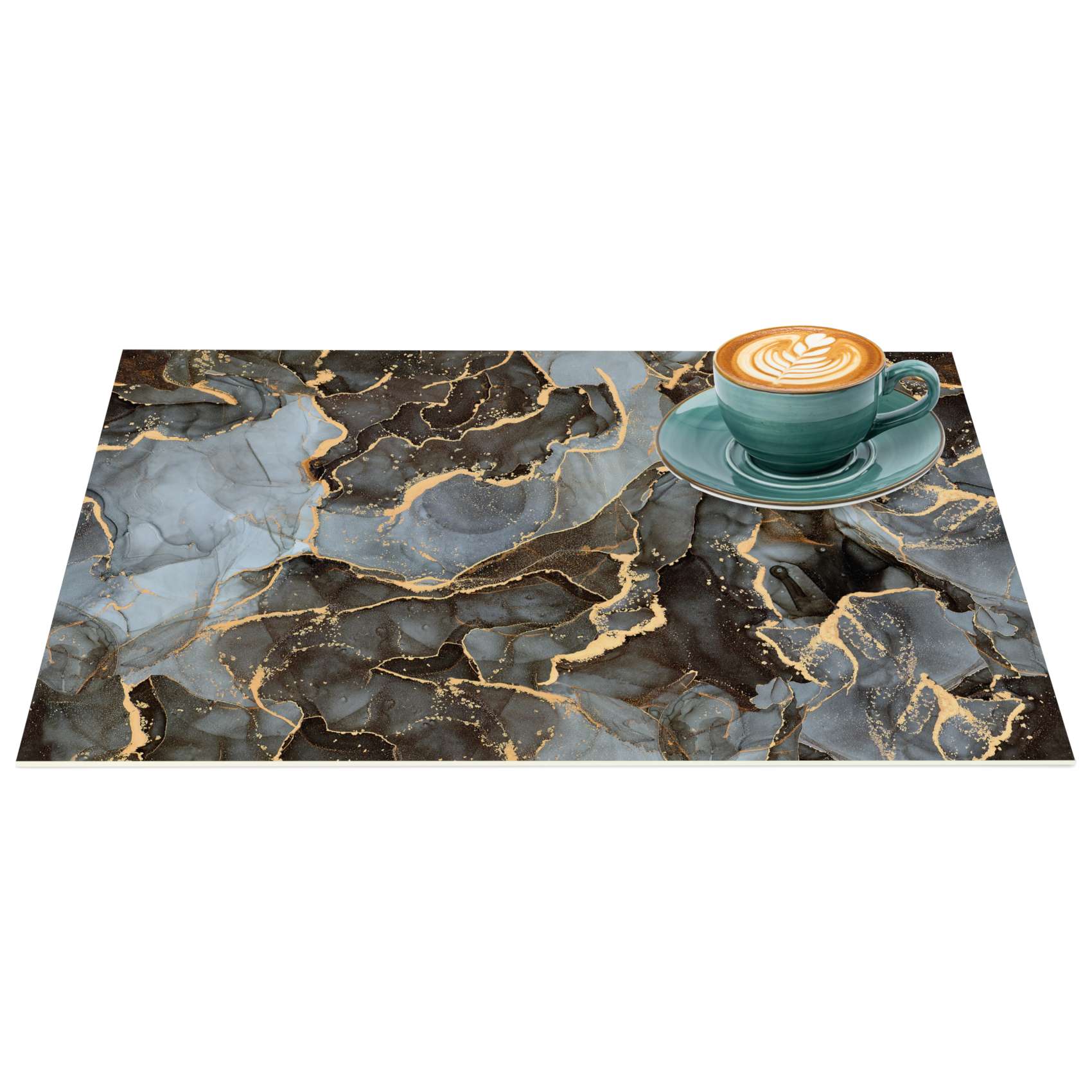 Platzsets Tischset Platzdeckchen abwaschbar Tischuntersetzer PVC hitzebeständig Marmor Dunkel 35x50cm