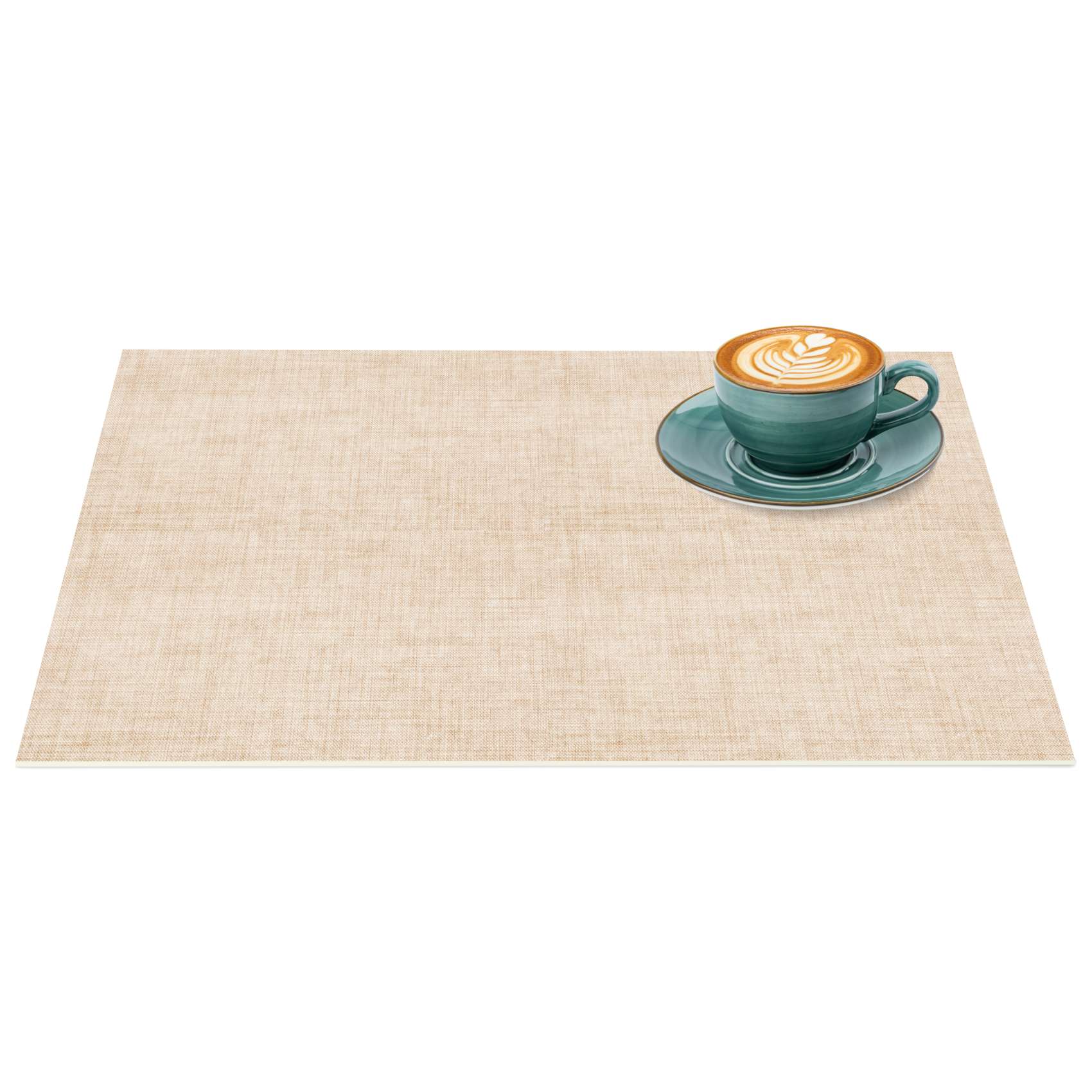 Platzsets Tischset Platzdeckchen abwaschbar Tischuntersetzer PVC hitzebeständig Uni Leinen Beige 35x50cm