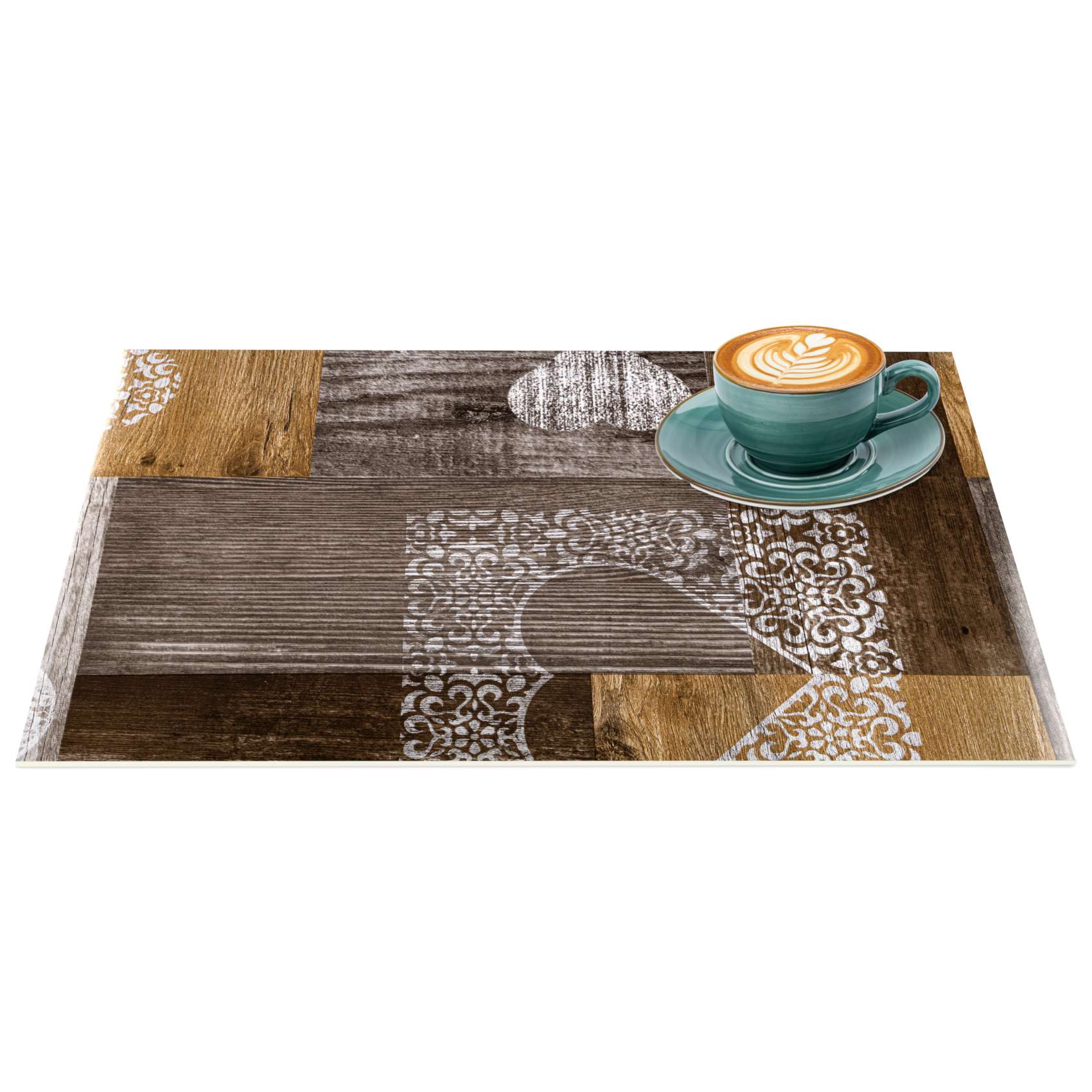 Platzsets Tischset Platzdeckchen abwaschbar Tischuntersetzer PVC hitzebeständig Holz Herz Liebe 35x50cm