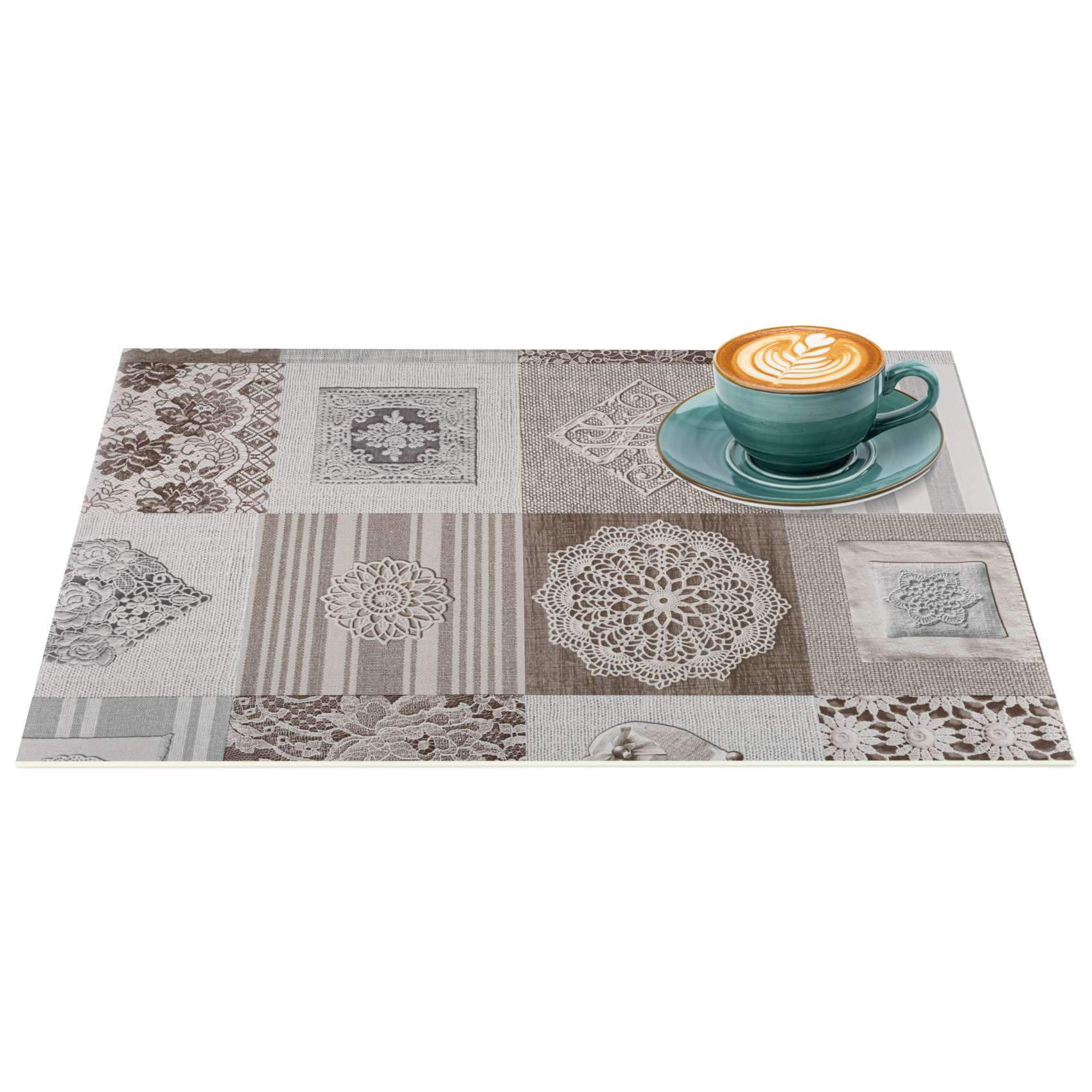 Platzsets Tischset Platzdeckchen abwaschbar Tischuntersetzer PVC hitzebeständig Patchwork Holz Liebe 30x45cm