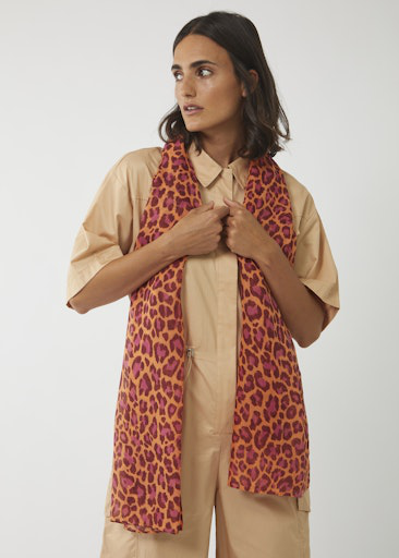 Codello TWILL SCARF RECYCLED 100%POLYESTER LEPARD PRINT TWILL SCHAL RECYCELT POLYESTER LEOPARD 55X180CM