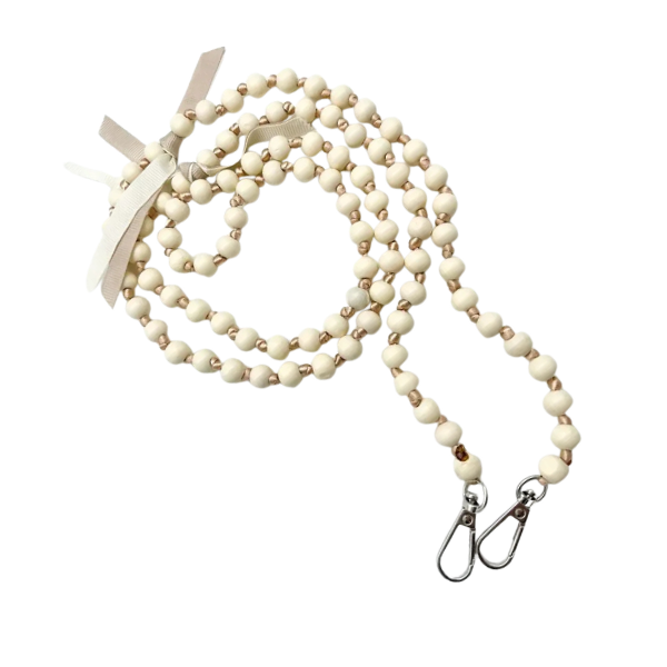 Wolkenweis Creme Handykette Pastell Perlen – Elegante Smartphone Kette Damen