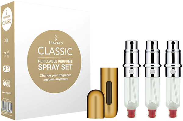 Travalo Classic Set = Easy Fill Perfume Spray Vaporisateur Rechargeable Hülle + 3 Patronen