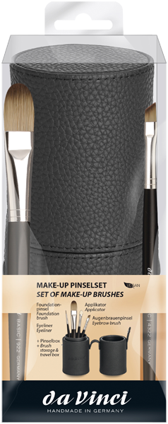 Da Vinci Joy Make-Up Pinselset = Pinselbox + Foundationpinsel + Eyeliner + Applikator + Augenbrauenpinsel