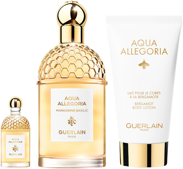 Guerlain Aqua Allegoria Mandarine Basilic Set = EdT Nat. Spray 125 ml + Body Lotion 75 ml + Miniatur 7,5 ml