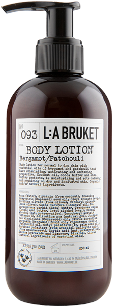 L:A Bruket 093 Body Lotion Bergamot/Patchouli Cosmos Natural Certified