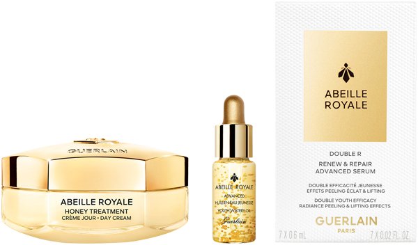 Guerlain Abeille Royale Cream Trio Set = Day Cream 50 ml + Youth Watery Oil 5 ml + Double R Advanced Serum 7 x 0,6ml