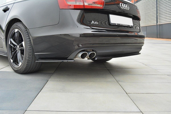 Heck Ansatz Flaps Diffusor passend für Audi A6 C7 Avant schwarz Hoc...