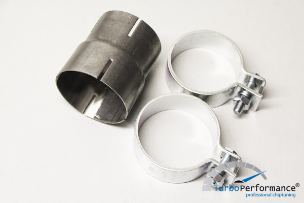 HJS Edelstahl Adapter /Reduzierung mit Schellen von 76 auf 65mm, 90...