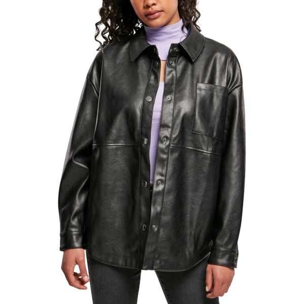 Urban Classics Ladies - Kunstleder Overshirt Hemd Jacke