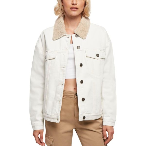 Urban Classics Ladies - Oversized Sherpa Denim Jacke