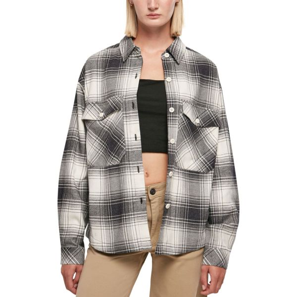Urban Classics Ladies - Oversized Check Hemd sand
