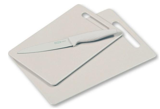Schneidebrett 3er Set inkl. Messer 1 Stück KESPER Kunststoff  Hellgrau