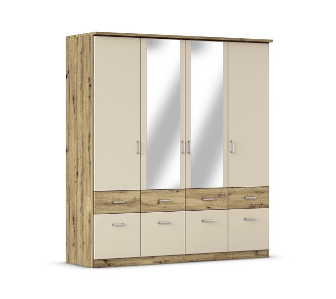 Drehtürenschrank 4-trg. ca. 181x199x58 cm Artisan / Champagner