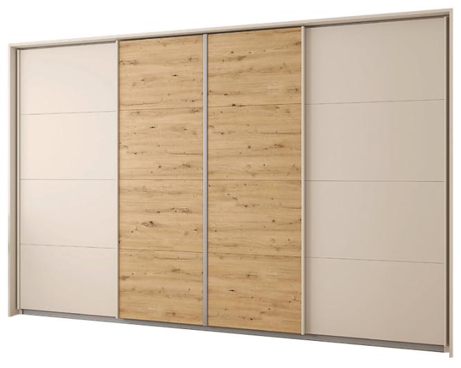 Schwebetürenschrank 4-trg. ca.271x211x62cm Champagner / Artisan Dekor
