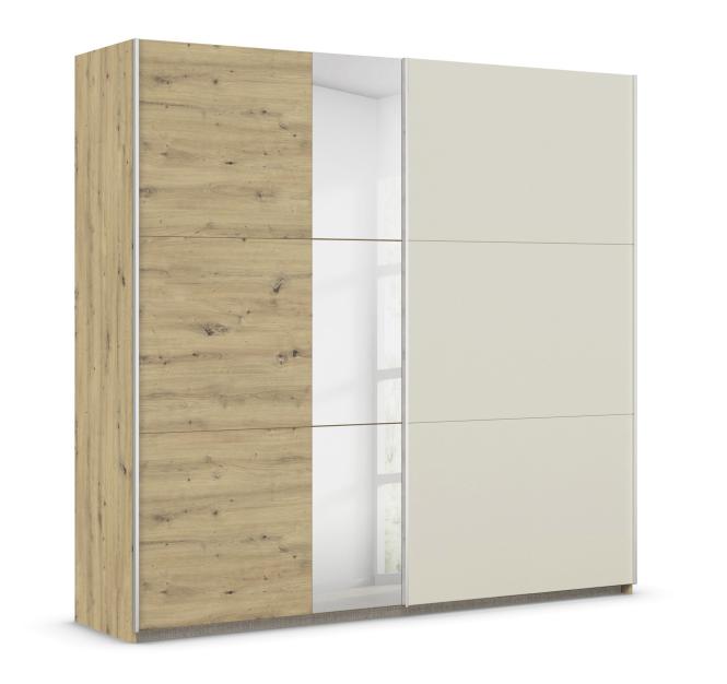 Schwebetürenschrank inkl. Spiegel 2-türig ca.218 cm breit Eiche Artisan / Champagner
