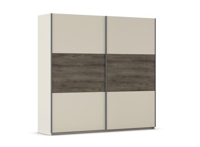 Schwebetürenschrank 2-türig ca. 218 cm breit Champagner / Atlantic Oak Dunkel