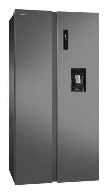 AMICA Freistehende Kühl- und Gefrierkombination SIDE-BY-SIDE SBSN 397155S Edelstahl schwarz