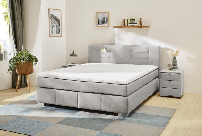 Boxspringbett 180x200 Matratze H2 Grau meliert