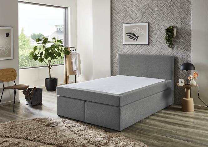 Boxspringbett ca. 140x200 cm Bezug silber Bonellfederkern