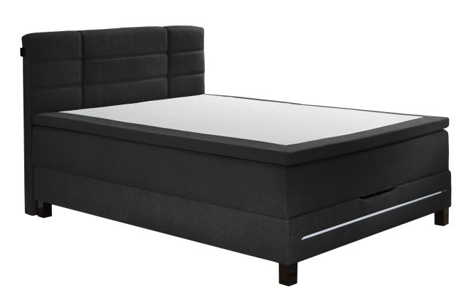 Boxspringbett ca. 140x200 cm mit Topper und USB inkl. LED Beleuchtung anthrazit